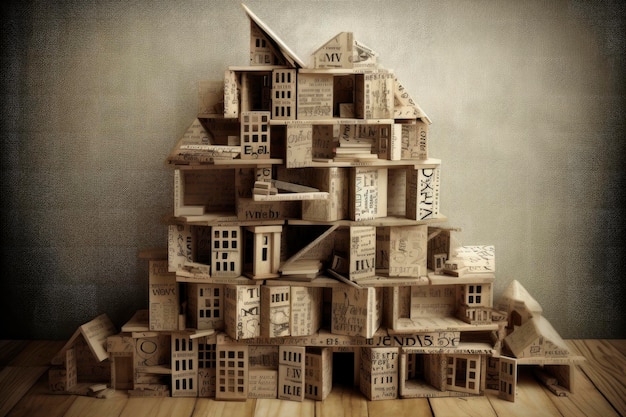 Model of a house created with books Generative ai