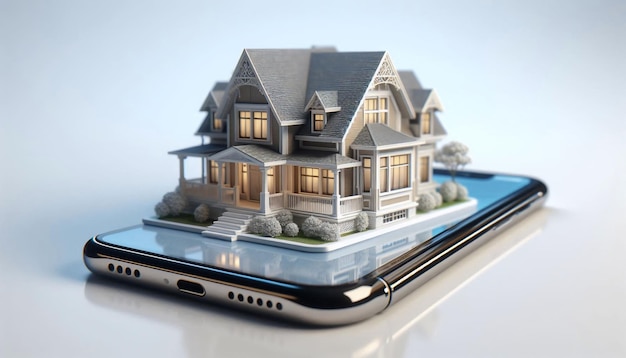 a model of a house is shown on a phone