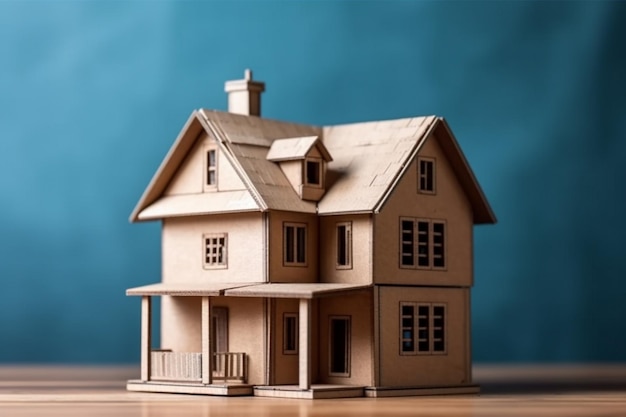 A model of a house on a table