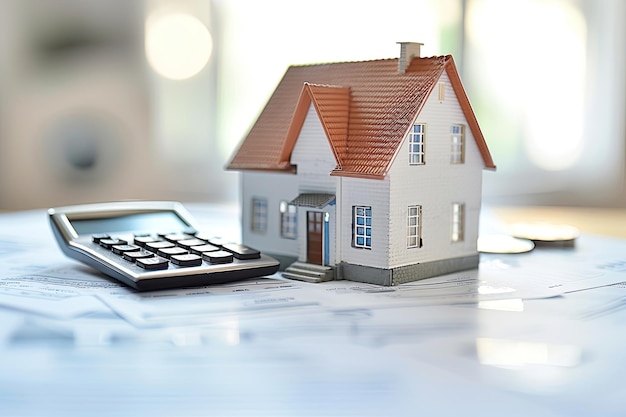 Model House with Calculator and Documents