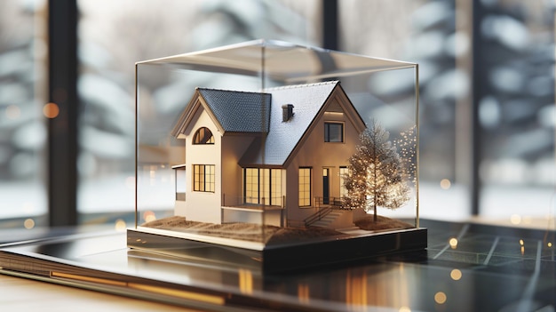 a model house with a glass box that says quot the house quot