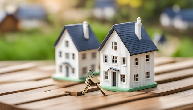 a model of a house with a house on the front and a key in the middle