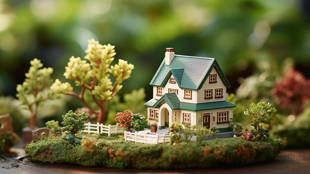 a model of a house with a house on the front