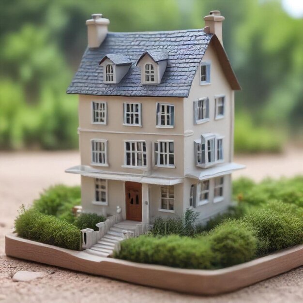 a model of a house with a house on the front