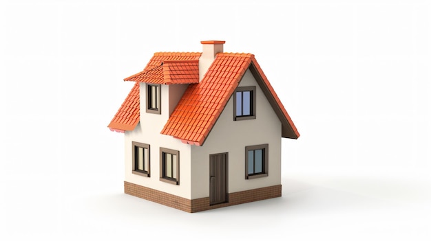 a model of a house with a red roof and a window that says quot a house quot