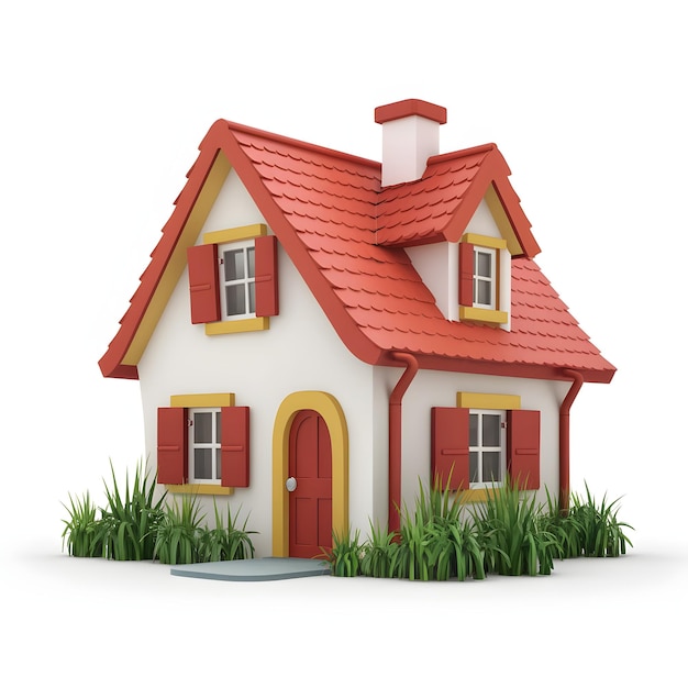 Photo a model house with a red roof and yellow door