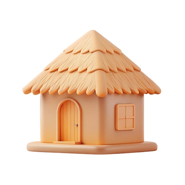 a model of a house with a wooden roof and a door that says quot the door quot