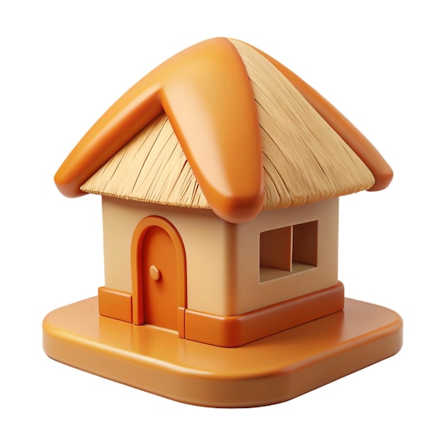 a model of a house with a wooden roof