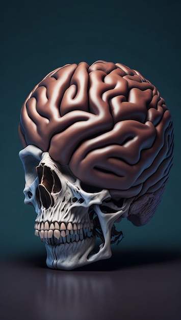 A model of a human brain with a brain drawn on it.