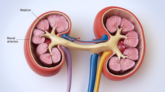 Photo model kidney anatomy and physiology of urinary tract and urinalysis