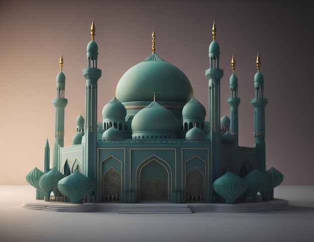 A model of a mosque made in 3d.