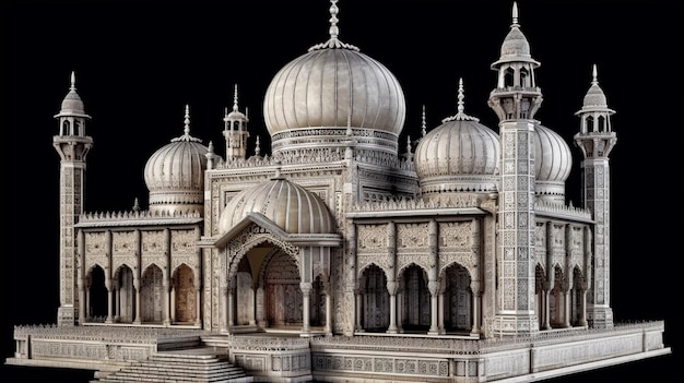 A model of a mosque made by the artist taj mahal.