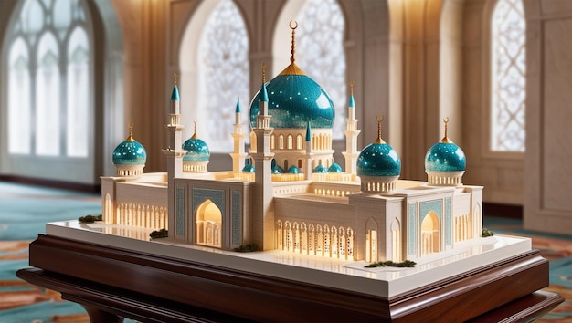 A model of a mosque made of marbles