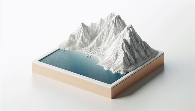 Photo a model of a mountain with a picture of a mountain in the middle