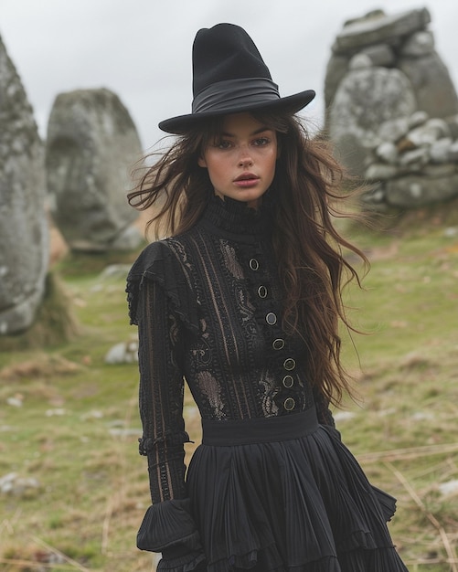 Photo a model in mystical witchinspired fashion wallpaper