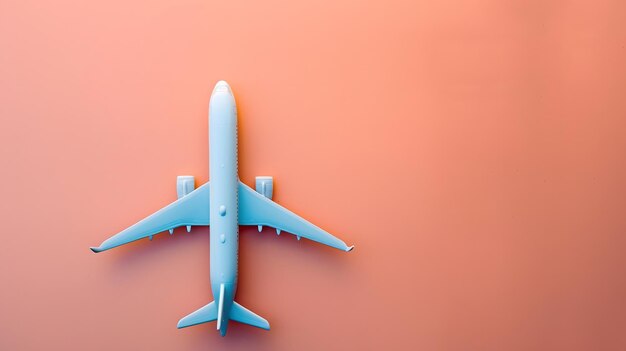 Photo model planeairplane on pastel color backgroundflat lay design