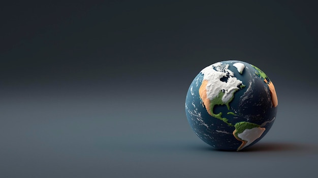 A model of the planet earth with a blue background.