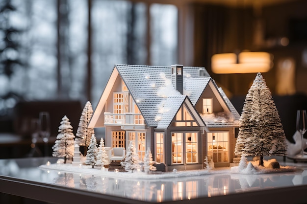 model of a private residential building on the table of an architect and designer construction