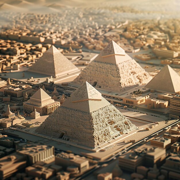 Photo a model of a pyramid made by the pyramids is shown