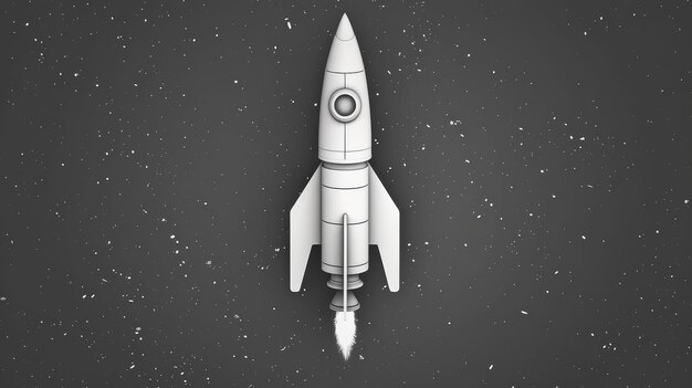 Model Rocket flat design top view hobby theme animation black and white