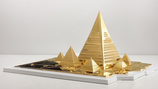 a model of a sailboat made by the company of the golden pyramids