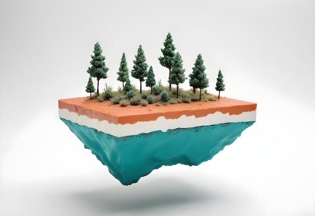 Photo a model of a small island with trees on the bottom