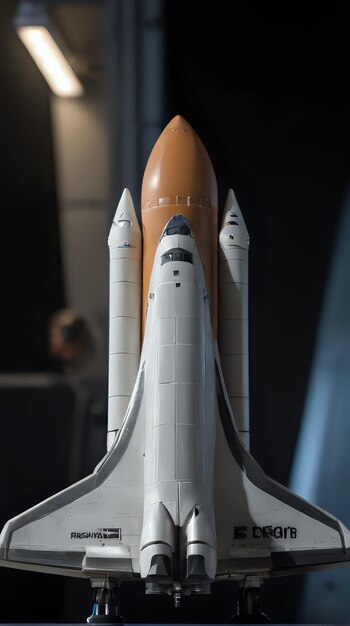 a model of a space shuttle on display in a museum