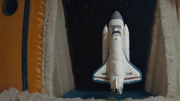 Photo a model of a space shuttle in a window