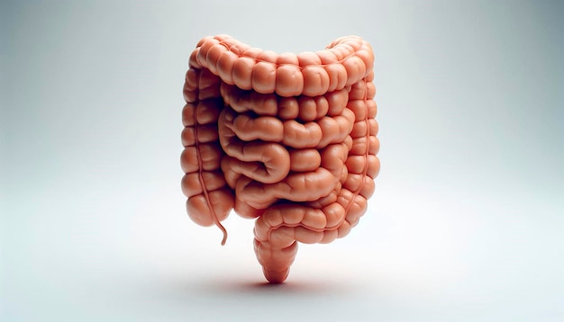 a model of a stomach made of brown and white