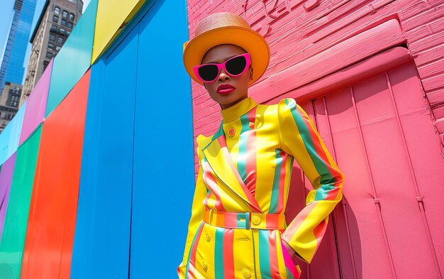 Photo model in vibrant dress