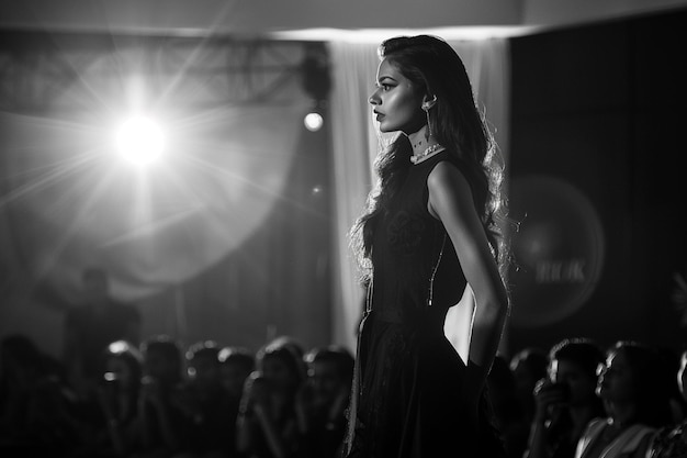 a model walks down a runway