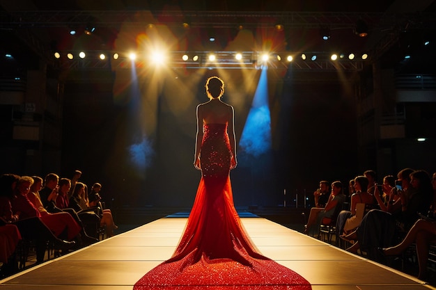 a model walks down a runway