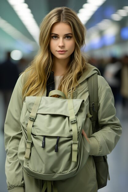 a model wearing a green jacket with a hoodie on it