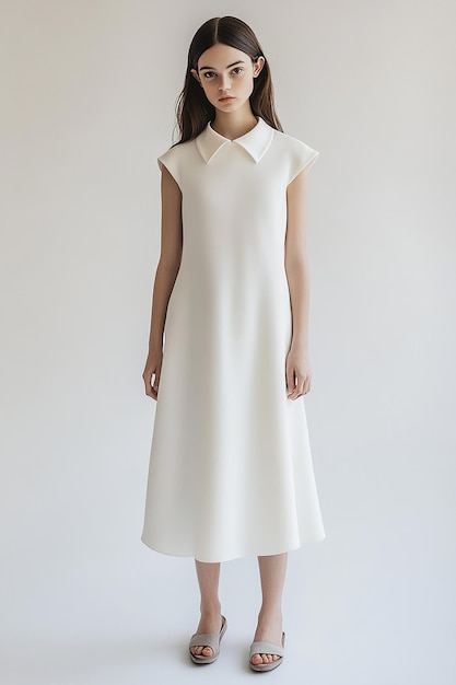 Photo a model wearing a white dress with a collar that says  no