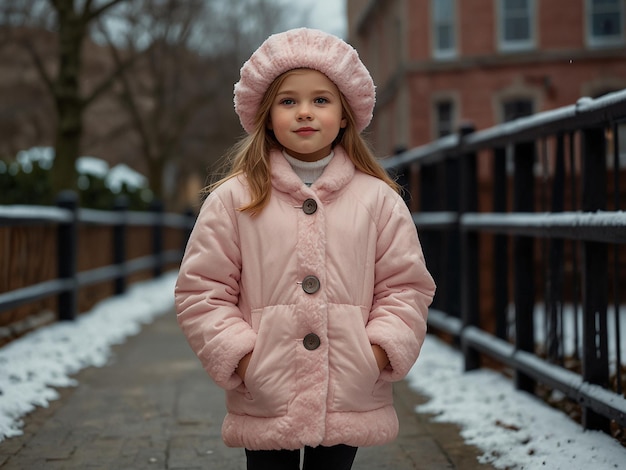 Photo the model wears a winter coat by fashion business