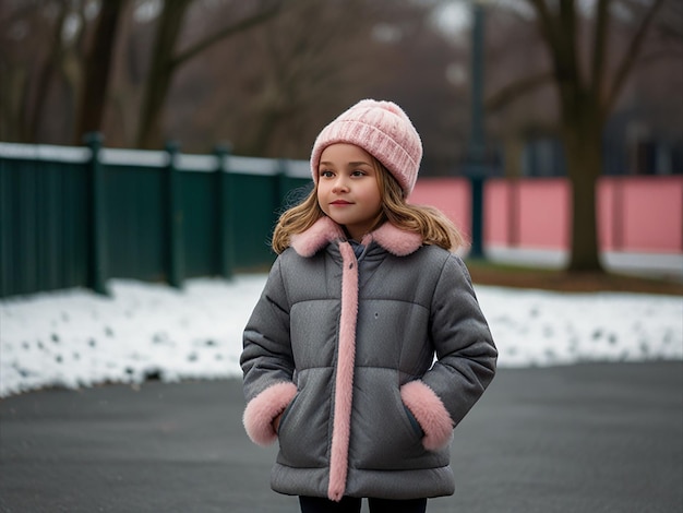 The model wears a winter coat by fashion business