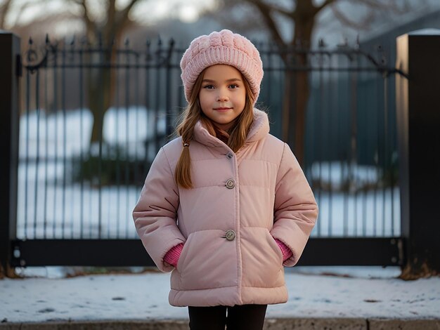 Photo the model wears a winter coat by fashion business