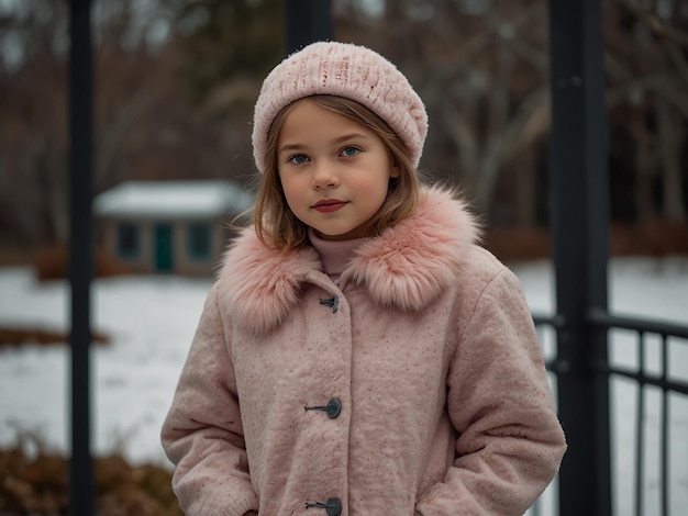 The model wears a winter coat by fashion business