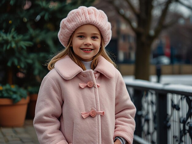 Photo the model wears a winter coat by fashion business