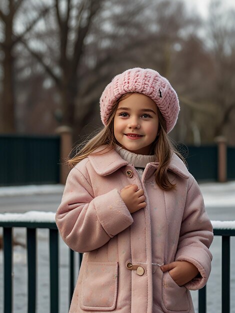 Photo the model wears a winter coat by fashion business