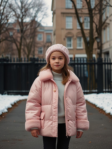 Photo the model wears a winter coat by fashion business