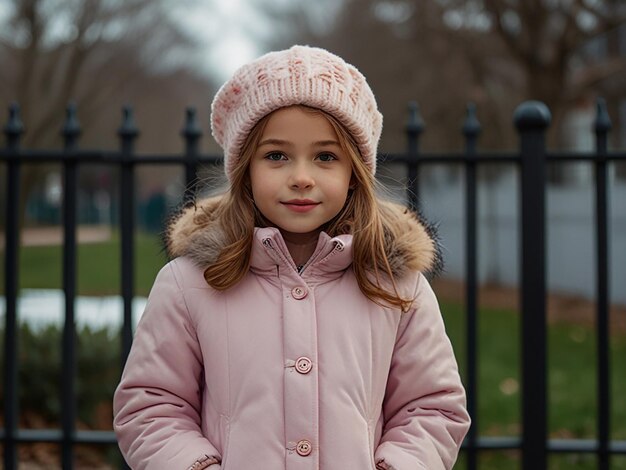 The model wears a winter coat by fashion business