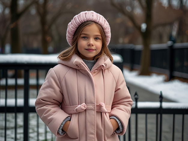 The model wears a winter coat by fashion business