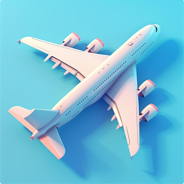 a model of a white airplane with a blue background