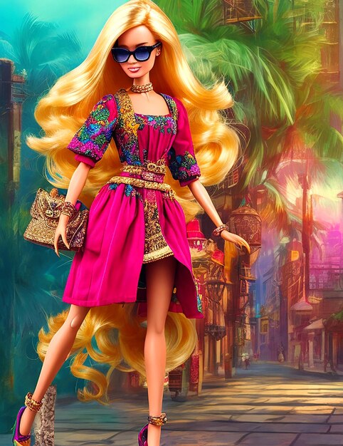 Photo a model with a dress that says  barbie