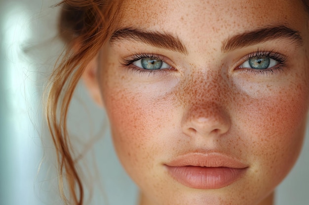 Model with Freckles Applying Lotion for Smooth Silky Skin A Closeup Image Ideal for Beauty Skincare