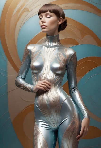 a model of a woman with a silver bra on it