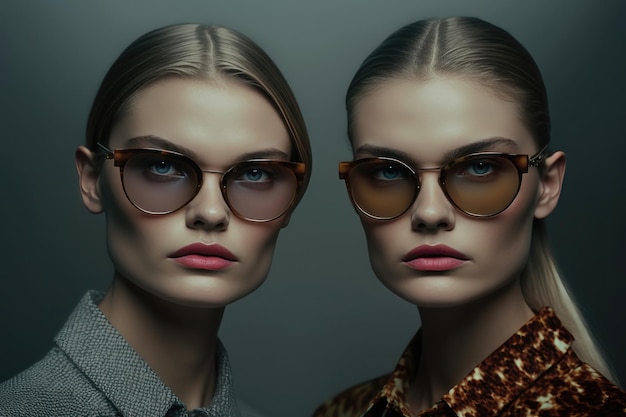 Models wearing eyeglasses and sunglasses AI generated