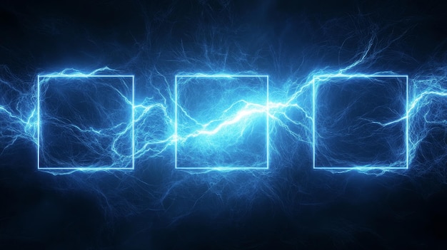 Photo modern 3d bolts set with blue electric borders that have a lightning bolt effect thunderbolt impact background magical energy flash