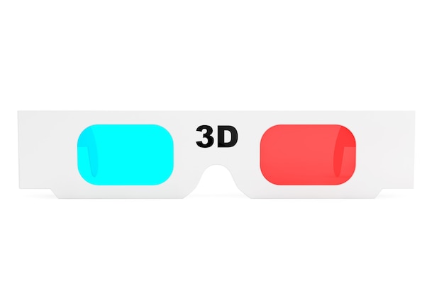 Modern 3D cinema glasses on a white background